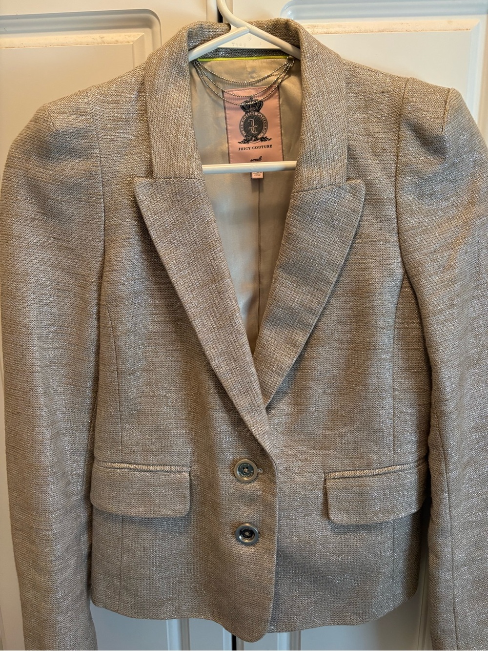 Juicy Couture Shimmery Taupe/Silver Tweed Blazer